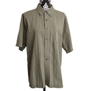 Men's Vintage Y2k Outdoors Green Casual Striped Royal Robbins Short Sleeve Shirt